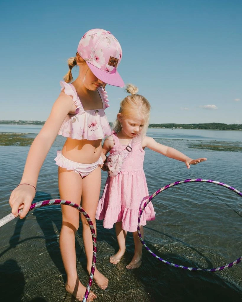 Deux par Deux Flat Brim Cap Purple Flower Print 2