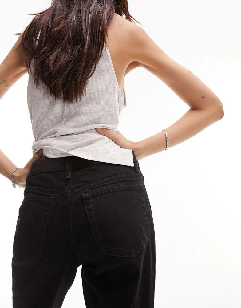 Topshop Topshop cropped mid rise with raw hems straight jean in black 4