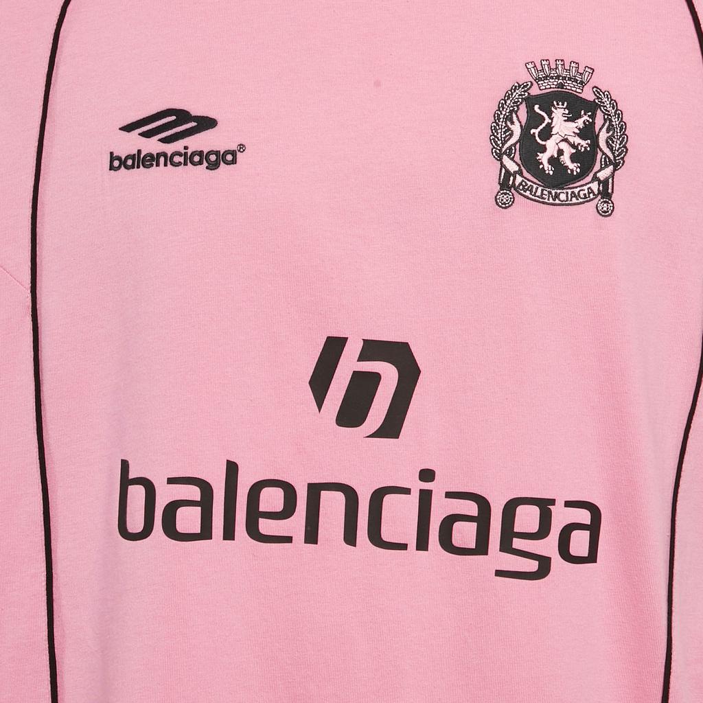 Shop Balenciaga Unisex Pink Jersey Paris Soccer Oversized T-shirt