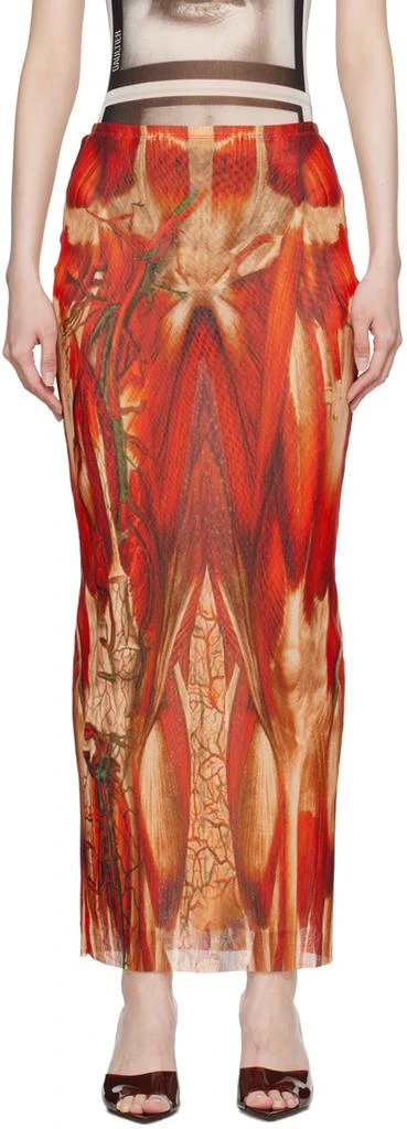Jean Paul Gaultier Red 'The Écorché' Maxi Skirt 1