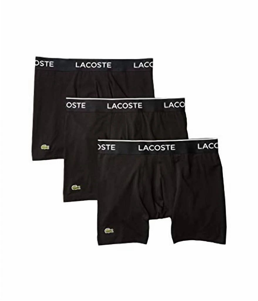 Lacoste Men's Casual Classic 3 Pack Cotton Stretch Boxer Briefs In Black 2
