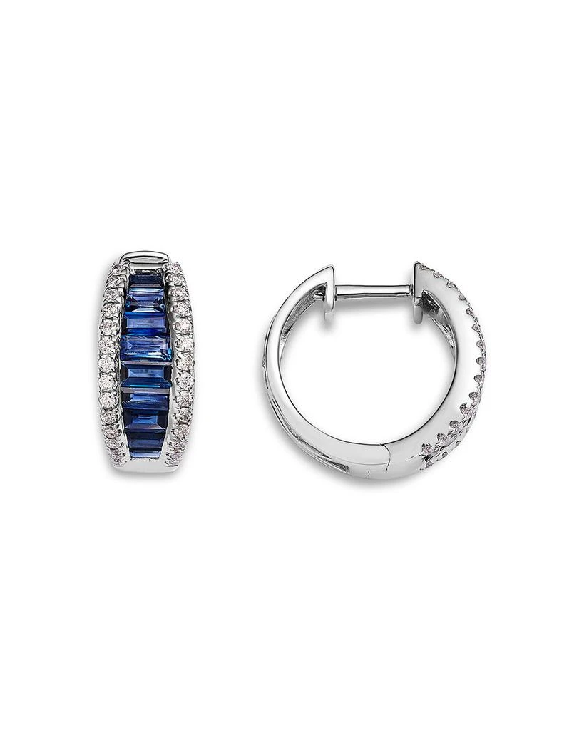 Bloomingdale
s Fine Collection Blue Sapphire 
Diamond Huggie Hoop Earrings in 14K White Gold 3