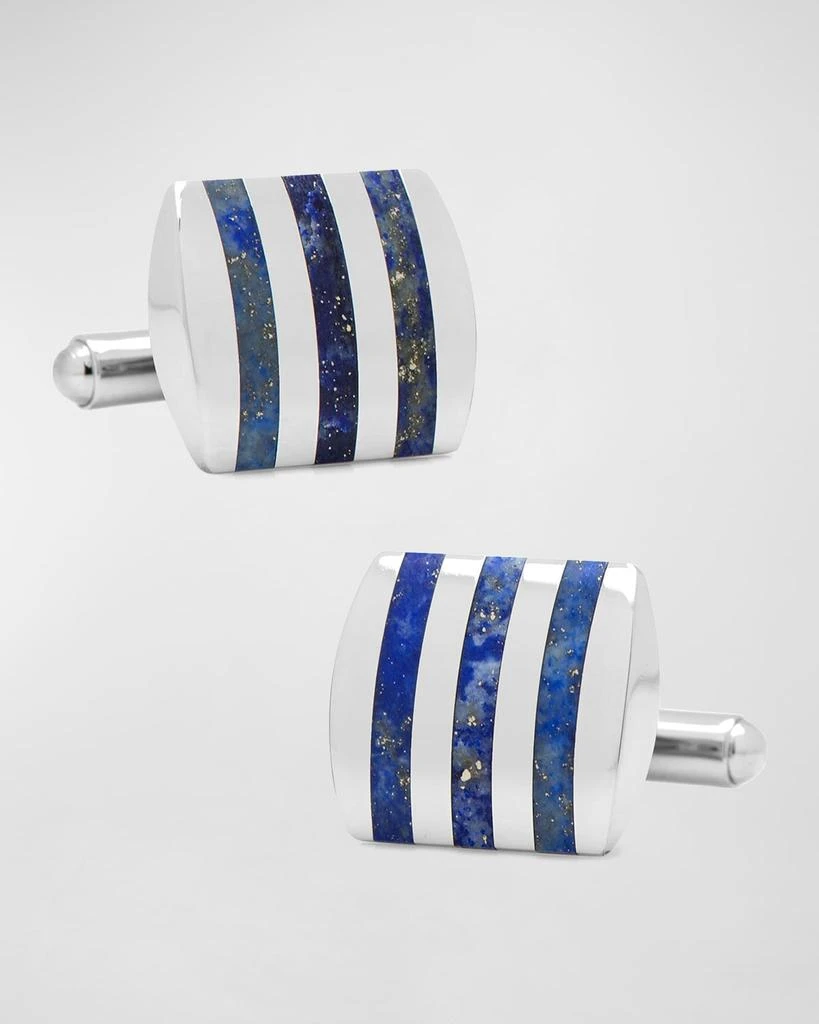 Cufflinks Inc. Stainless Steel Striped Lapis Cufflinks