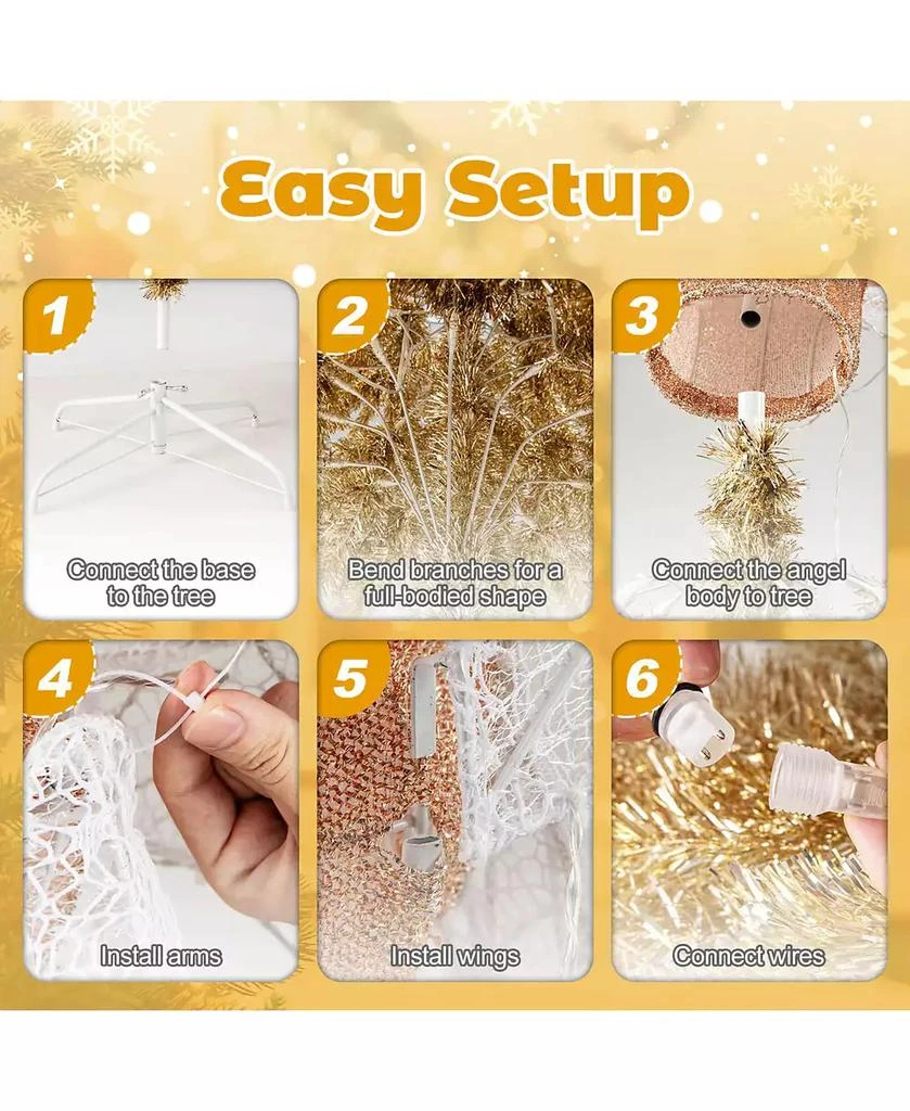 Costway 3 PCS Lighted Penguin Family with 194 LED Lights Zip Ties & Ground Stakes 9