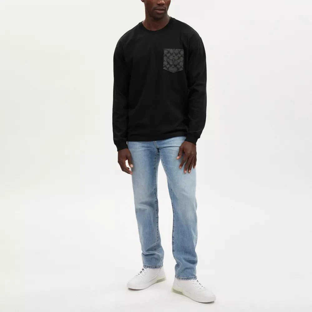 Coach Signature Long Sleeve T Shirt In Organic Cotton 2