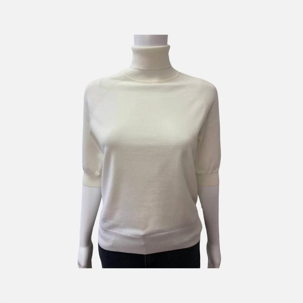 Elliott Lauren Short Sleeve Turtleneck Sweater In White 1