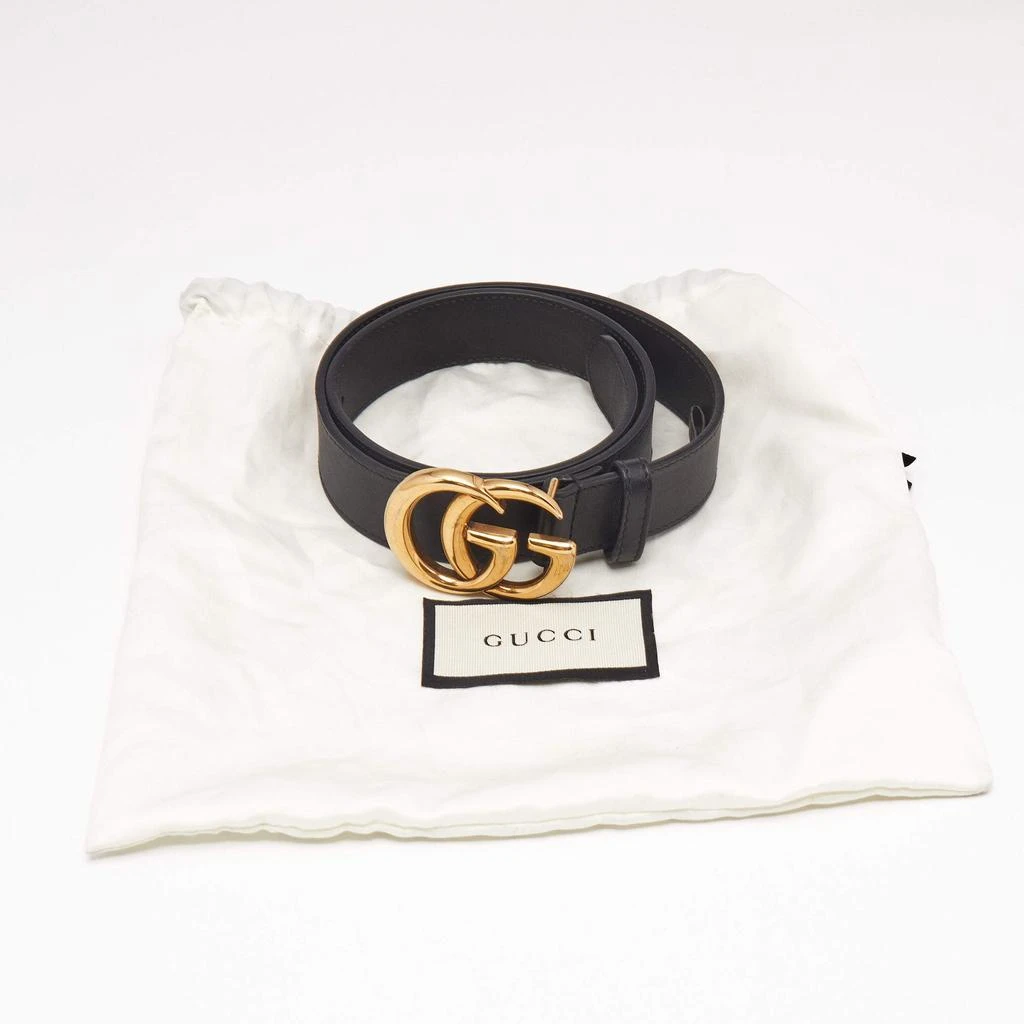 Gucci Gucci Black Leather GG Marmont Buckle Belt 70CM 5