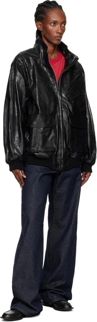 AURALEE Black Zip Lamb Leather Jacket 4