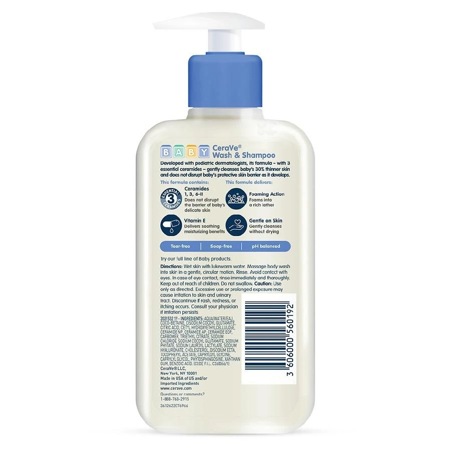 CeraVe Baby Wash and Shampoo for Tear-Free Baby Bath Time 2