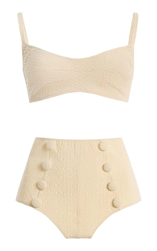 LISA MARIE FERNANDEZ Lisa Marie Fernandez Seersucker Balconette High-Waist Bikini - Moda Operandi