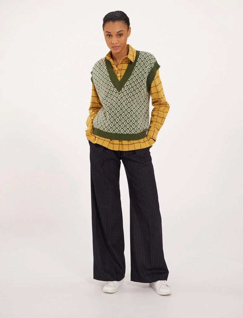 INES DE LA FRESSANGE Hailey ecru/khaki wool sweater 2