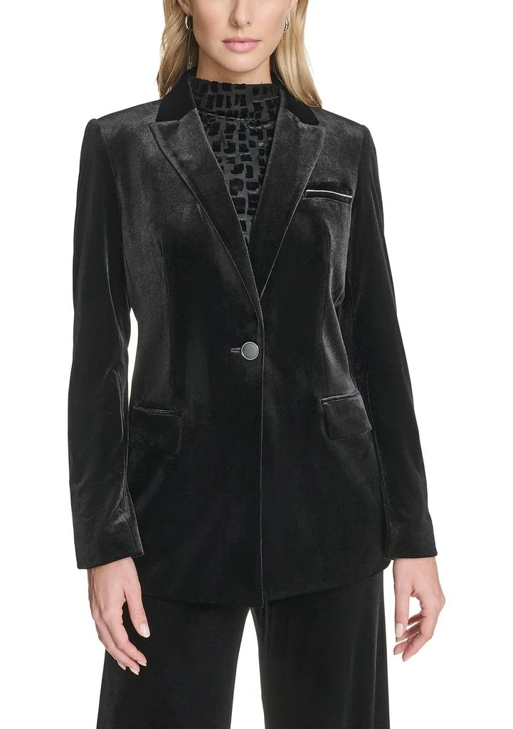 Calvin Klein Women
s 1-Button Velvet Blazer