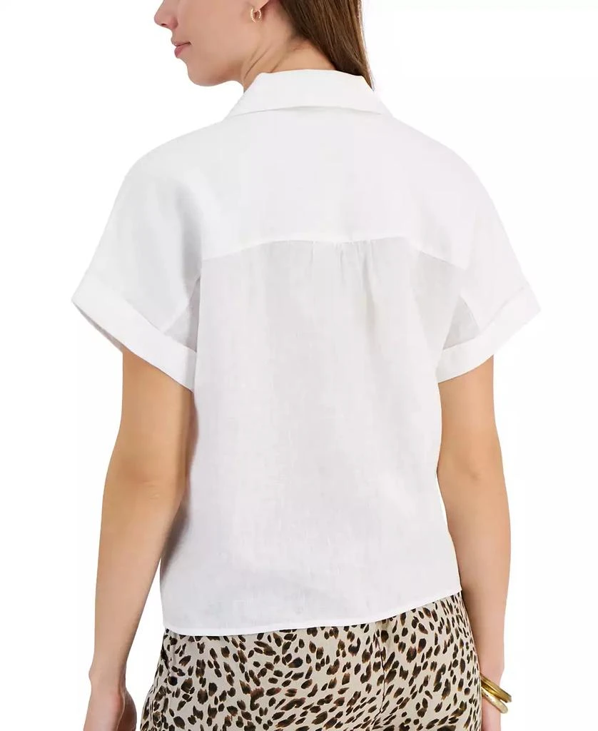 Charter Club Women's 100% Linen Tie-Front Shirt, Created for Macy's 2