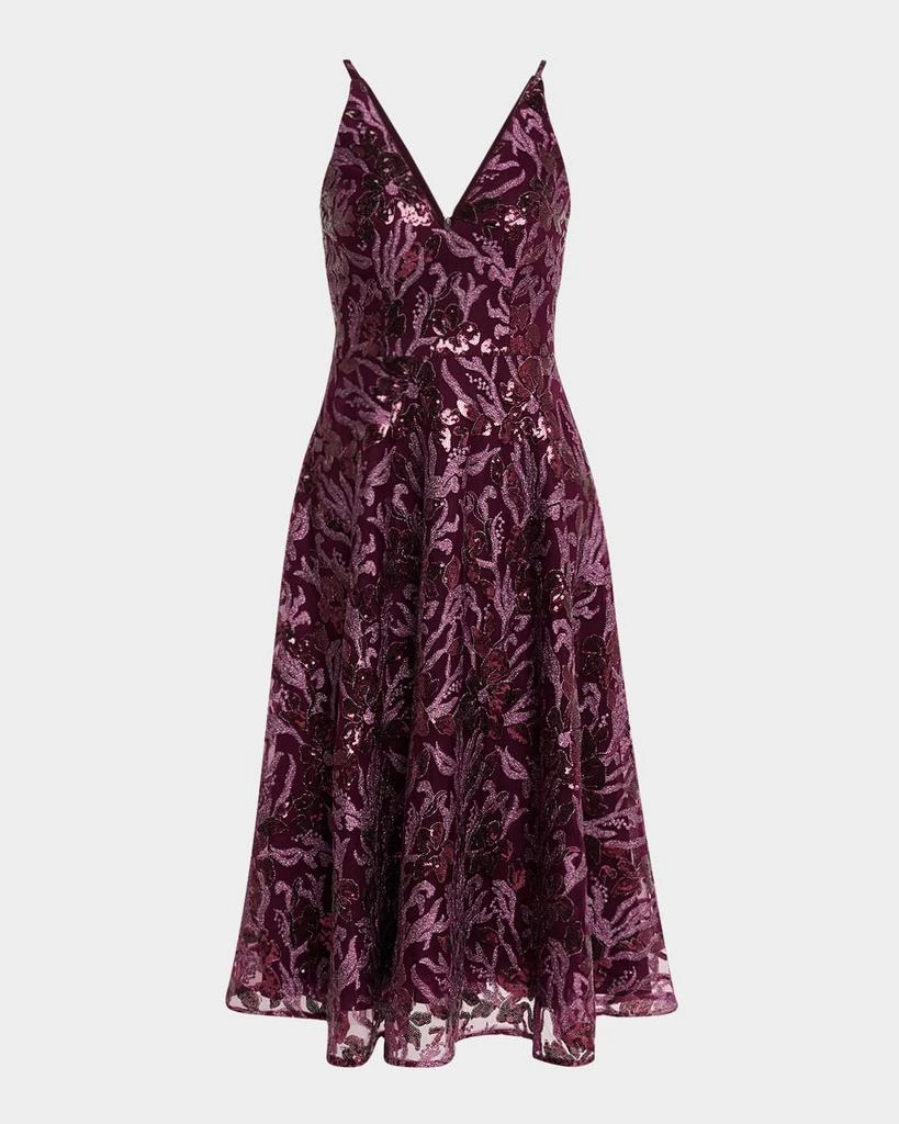 Dress the Population Black Label Elisa Sequin Floral Applique Midi Dress 1