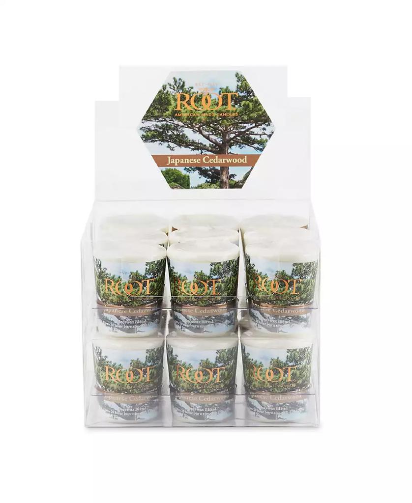 ROOT CANDLES Votive Japanese Cedar wood 20 Hour Candles Set, 18 Piece