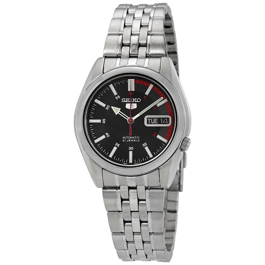 Seiko Open Box - Seiko Series 5 Automatic Black Dial Watch SNK375