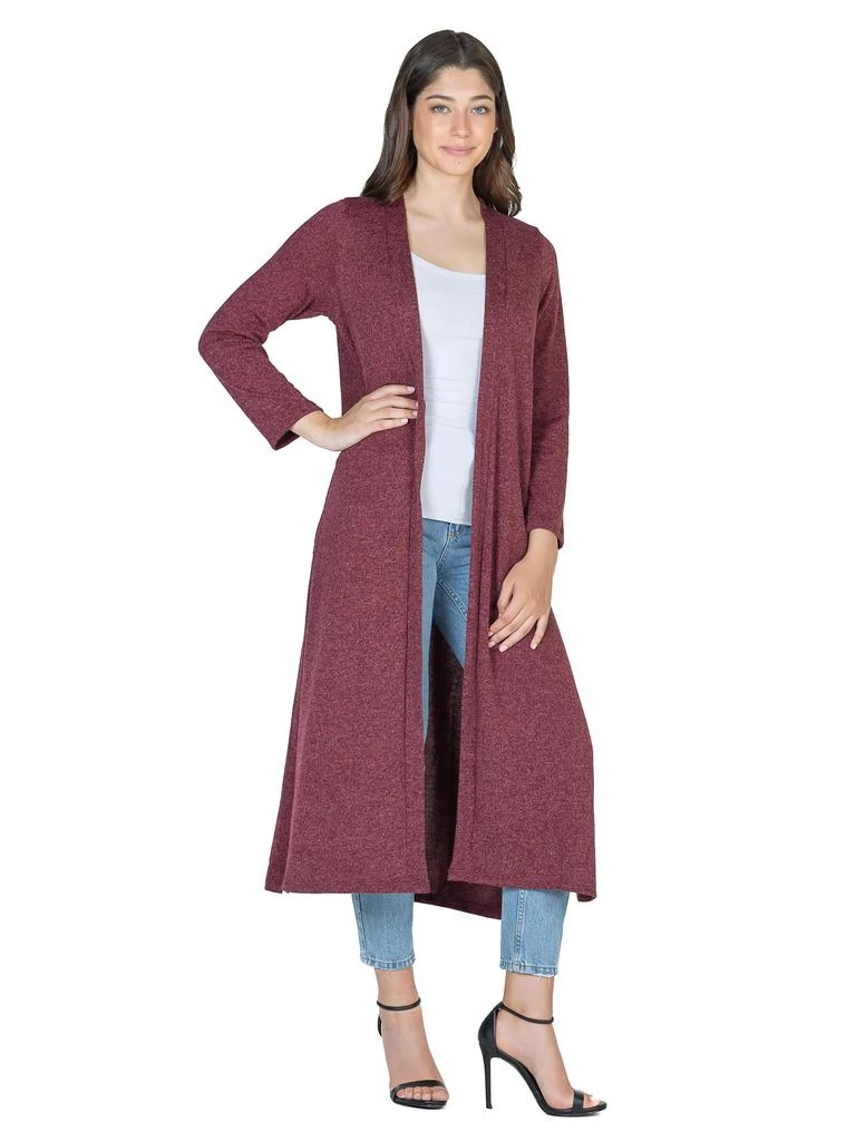 24seven Comfort Apparel Womens Long Duster Open Front Knit Cardigan 2