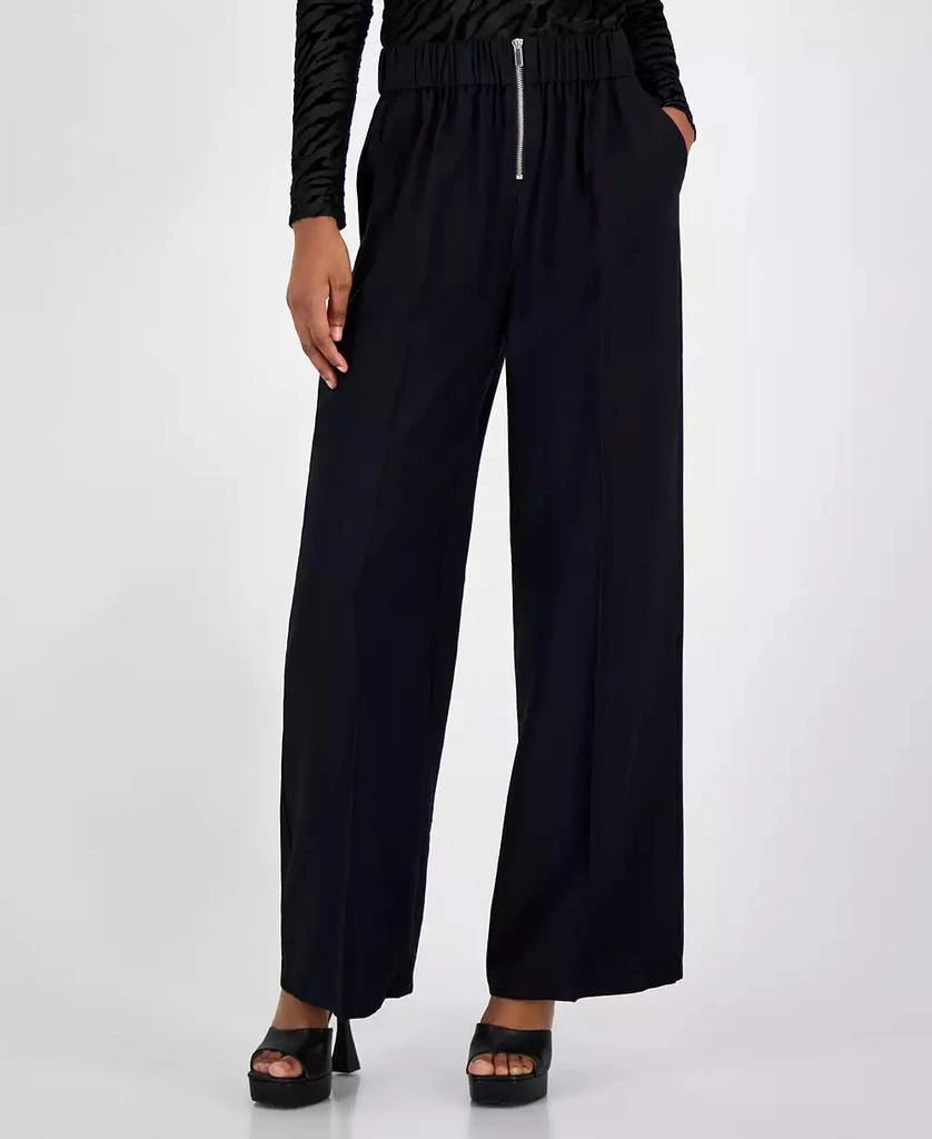 Bar III Women's High-Rise Wide-Leg Zip-Front Pants, Created for Macy’s 4