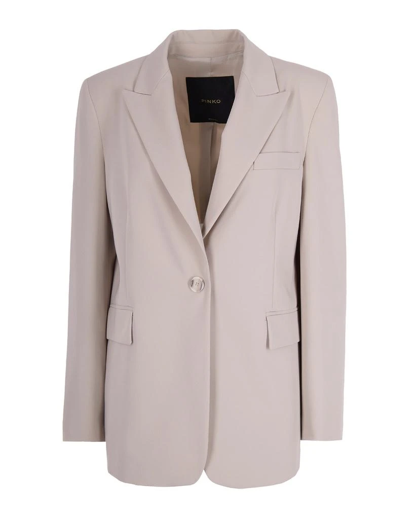 PINKO Beige Single-Breasted Blazer With Notched Lapels