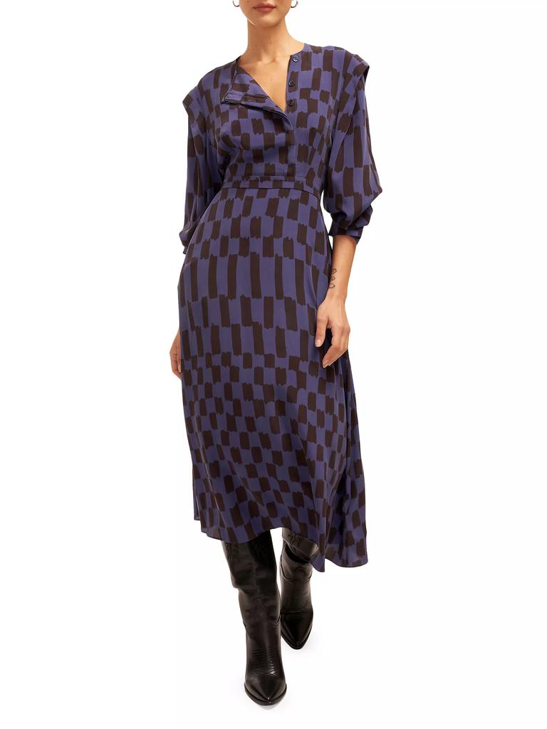 Equipment Rianne Silk Checkered Midi-Dress