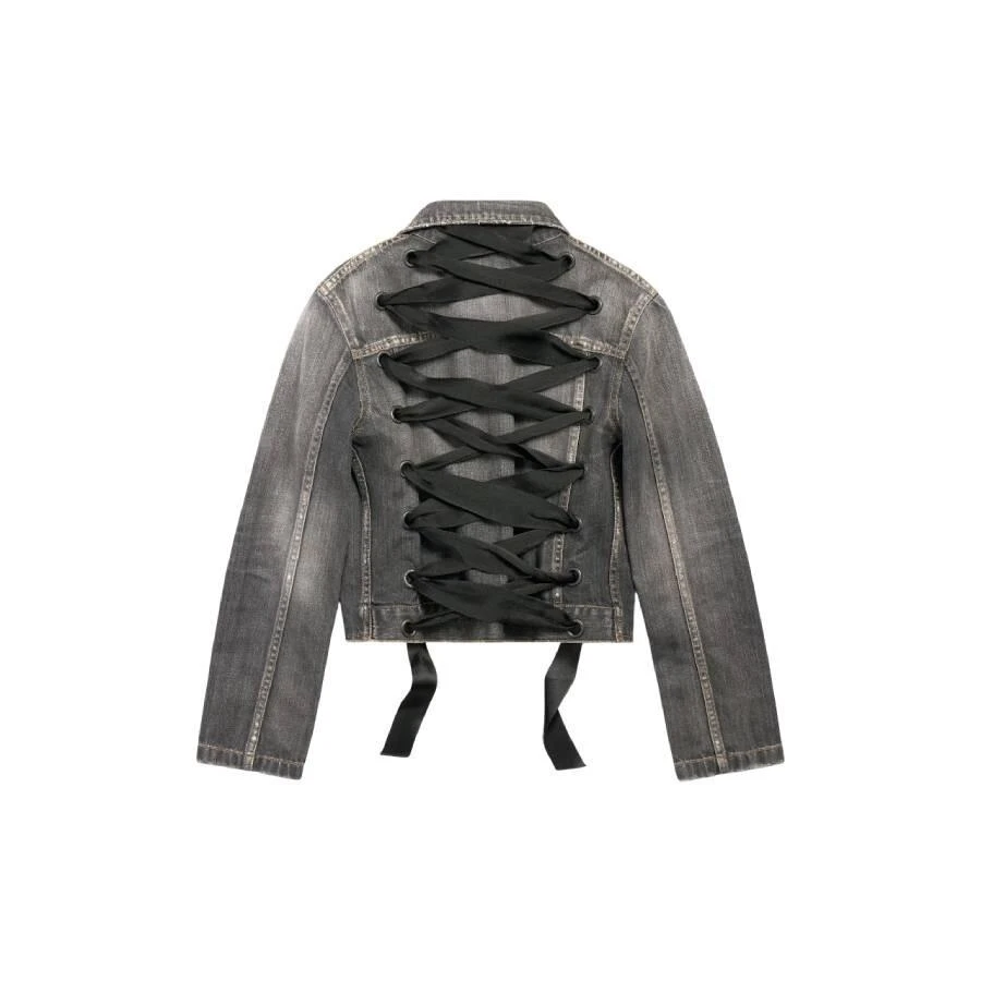 Balenciaga Stonewashed Cotton Lace-Up Denim Jacket 2