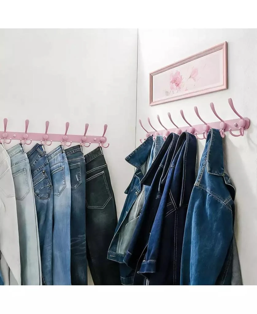 YIGII Heavy Duty 29.5" Long 8-Triple Hooks Coat Rack, Pink 5