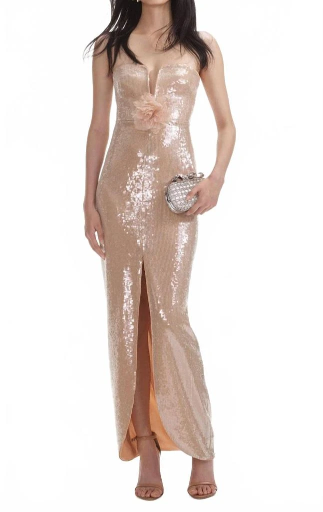 Women's Strapless Sequin Gown In Champagne  On Sale Now with Up to 8% Off  | Discover Exclusive Deals & Savings at BeyondStyle  Authentic Self  Portrait women|clothing|dresses with Limited-Time Discounts, Free