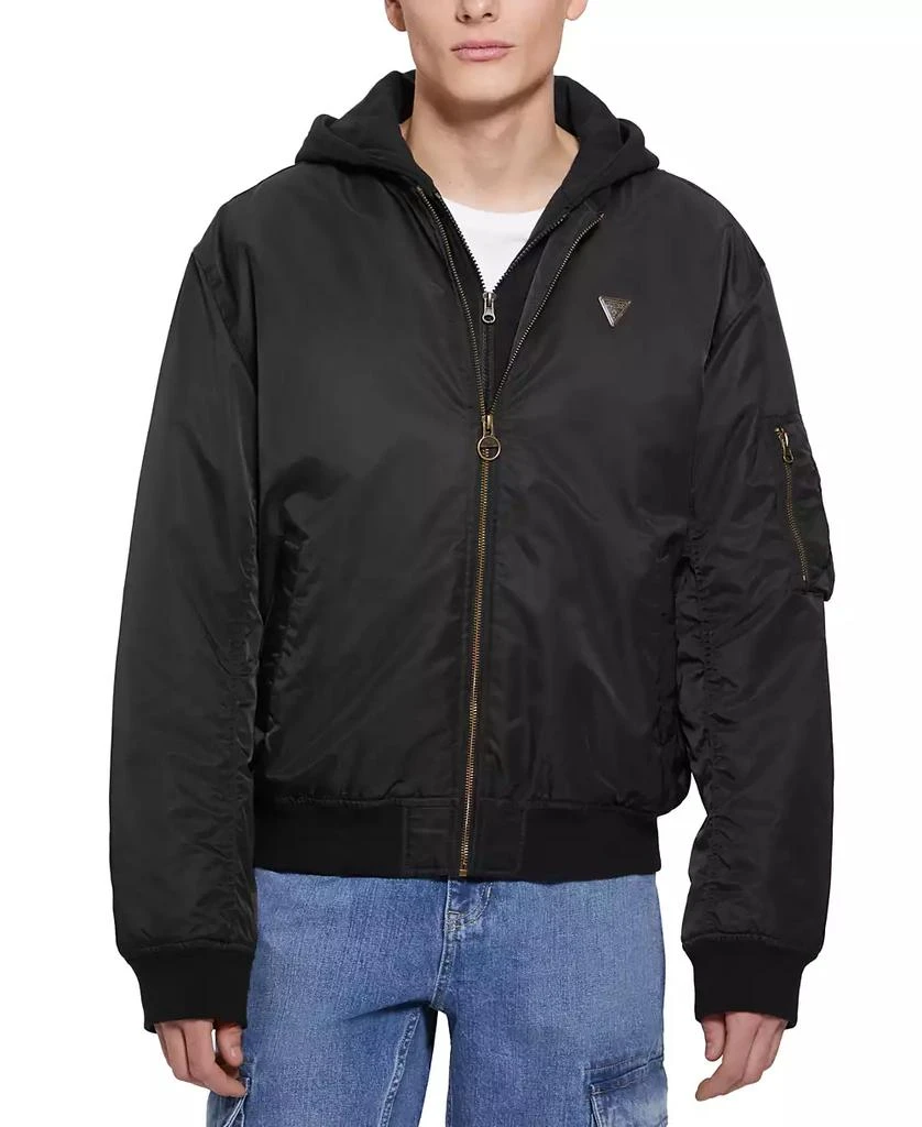 GUESS Men's John Bomber Jacket with Removable Hooded Inset 4