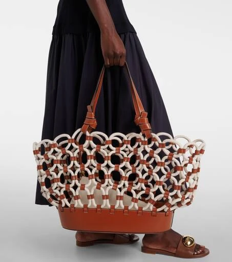 Staud Squillo leather-trimmed tote bag 6