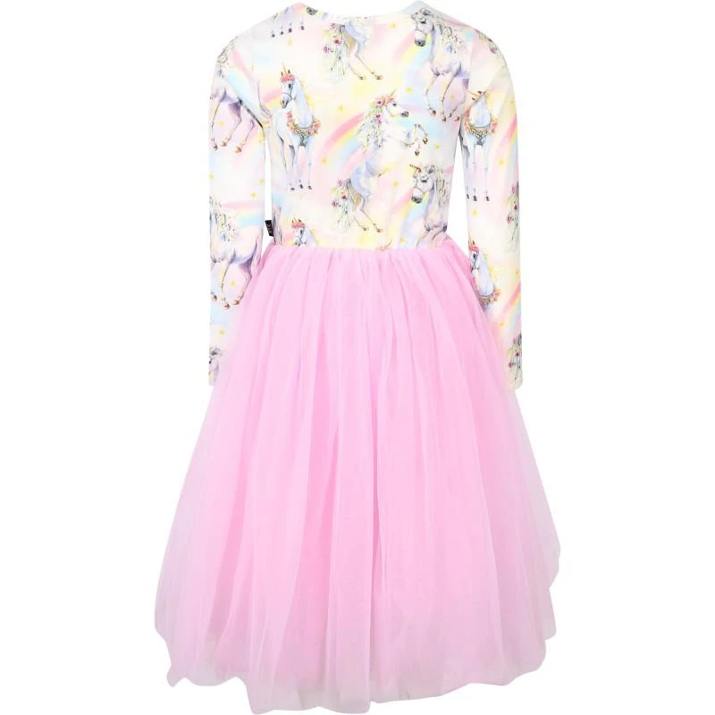 Rock Your Baby Sorbet unicorn rainbow print in long sleeved maxi dress in pink 2