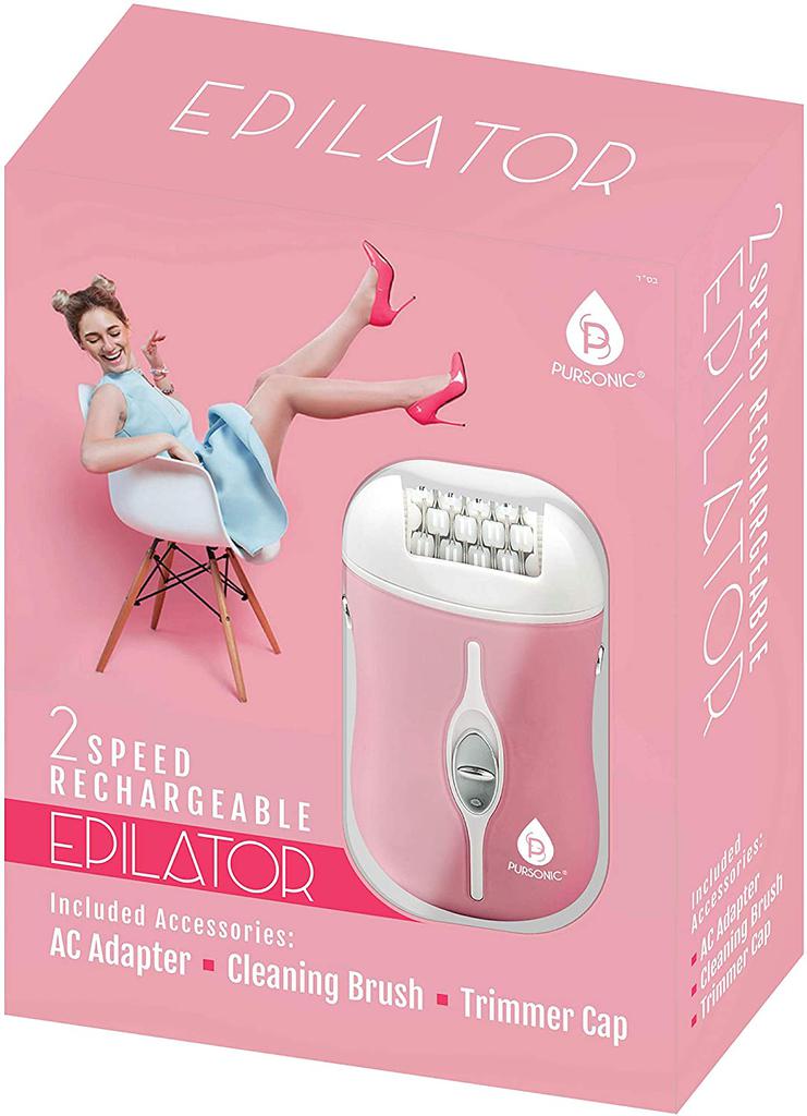 PURSONIC Two Speed Rechargeable Epilator, Pink