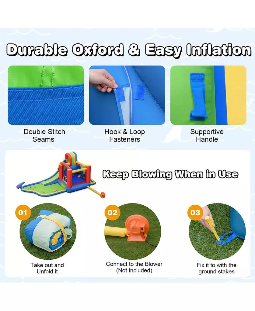 Slickblue Inflatable Kid Bounce House Slide Climbing Splash Park Pool Jumping Castle Without Blower 7