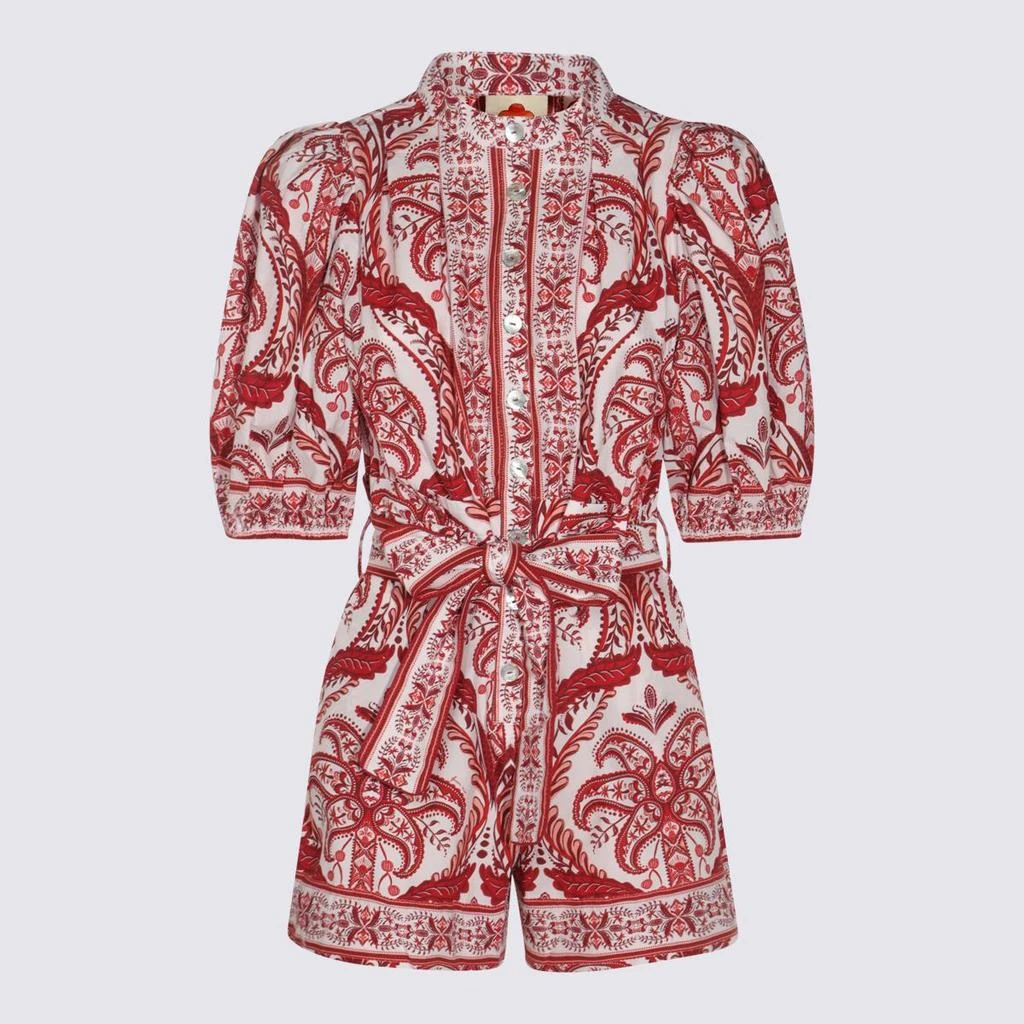 Farm Rio Farm Rio Red And White Cotton Jumpsuits 1