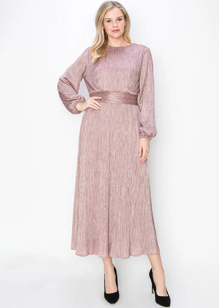 Yal New York Rose Shimmer Long Sleeve Dress 1