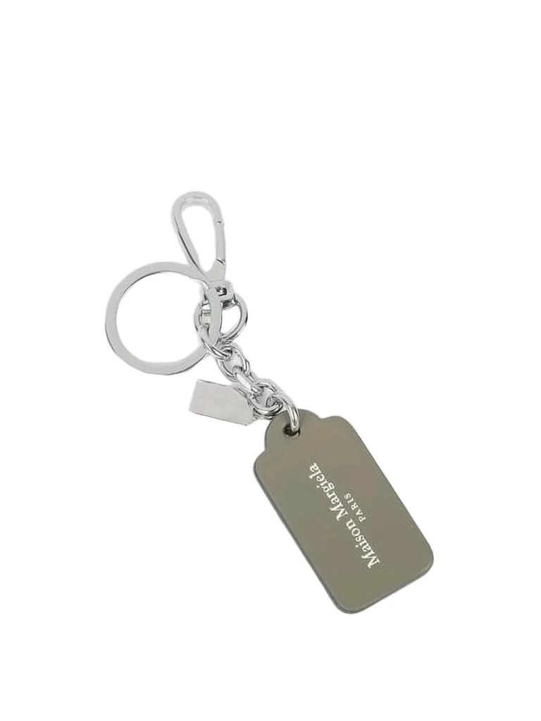 MAISON MARGIELA Rectangular Calf Leather Keyring with Silver-tone Clasp