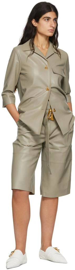 AERON Khaki Leather Carson Shorts 4