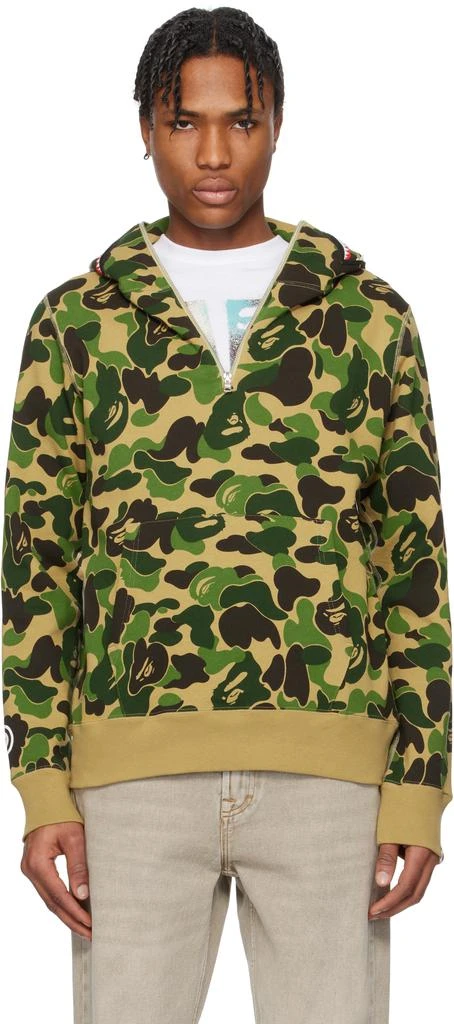 Bape Green ABC Camo Shark Half Zip Hoodie 1