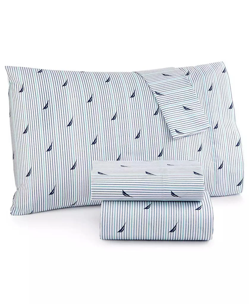 Nautica Audley Cotton Percale 4-Piece Sheet Set, Queen 1