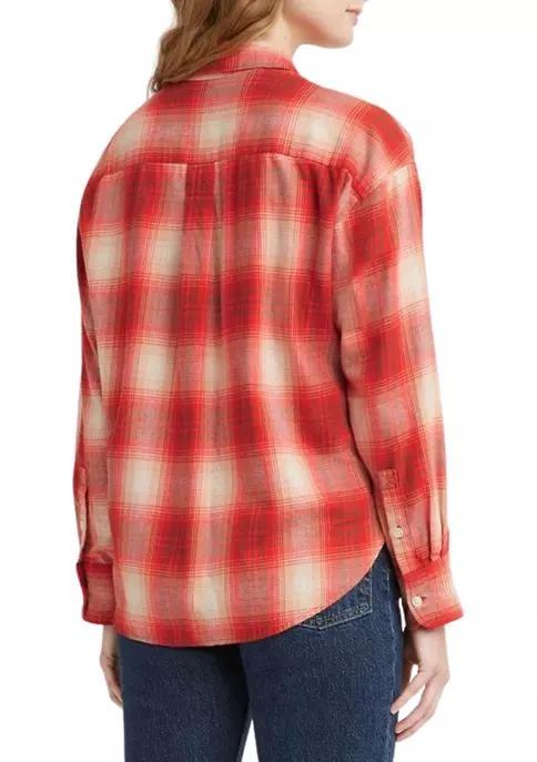 Levi's Womens Henri Flannel Flame Scarlet Plaid Shirt 2