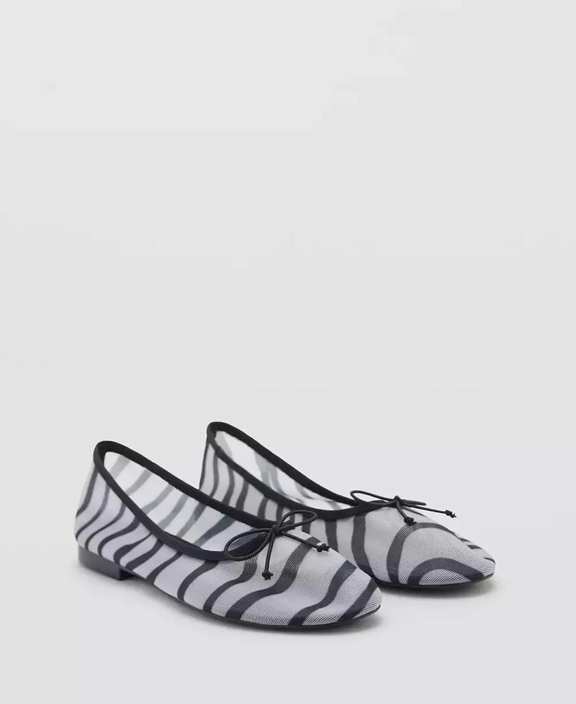 Mango Women's Animal Print Mesh Ballerina Flats 1