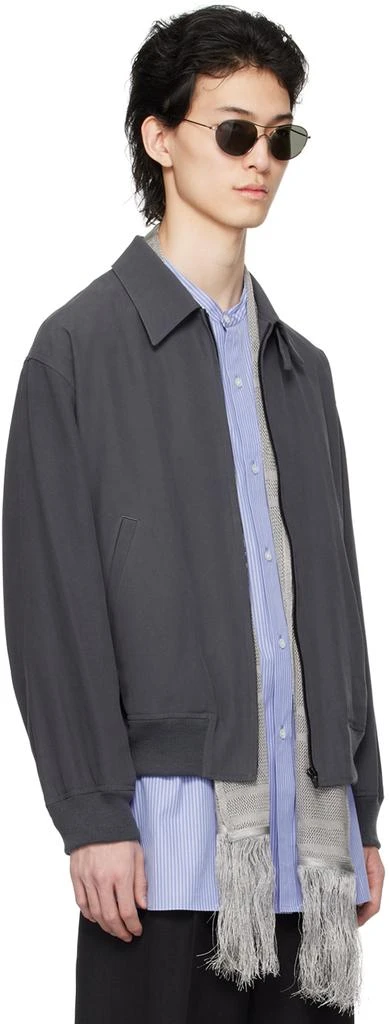 YLÈVE Gray Spread Collar Bomber Jacket 2