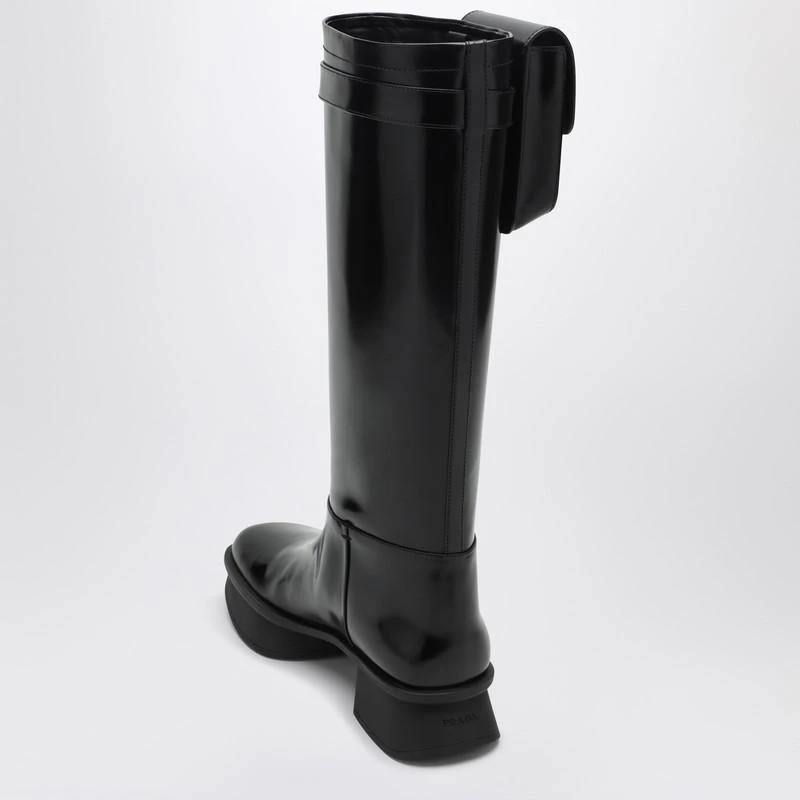 Prada Black leather boot with pouch 4