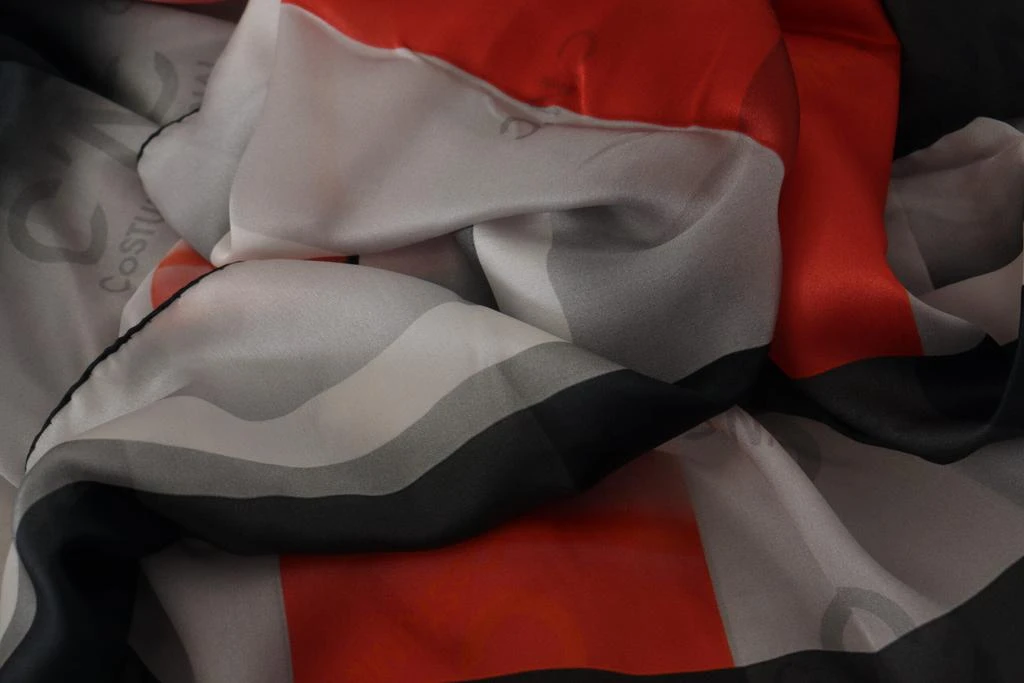 Costume National Costume National Gray Red Shawl Foulard Wrap Scarf 5
