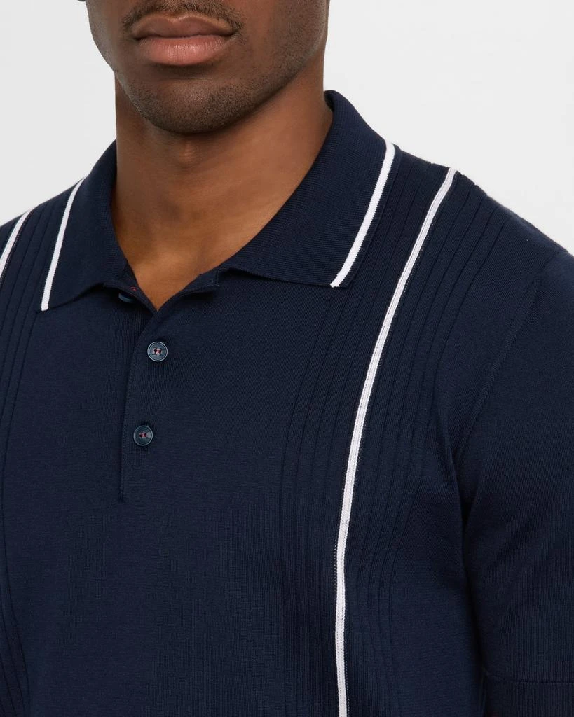 Kiton Men's Tipped Cotton Short-Sleeve Polo Sweater 5