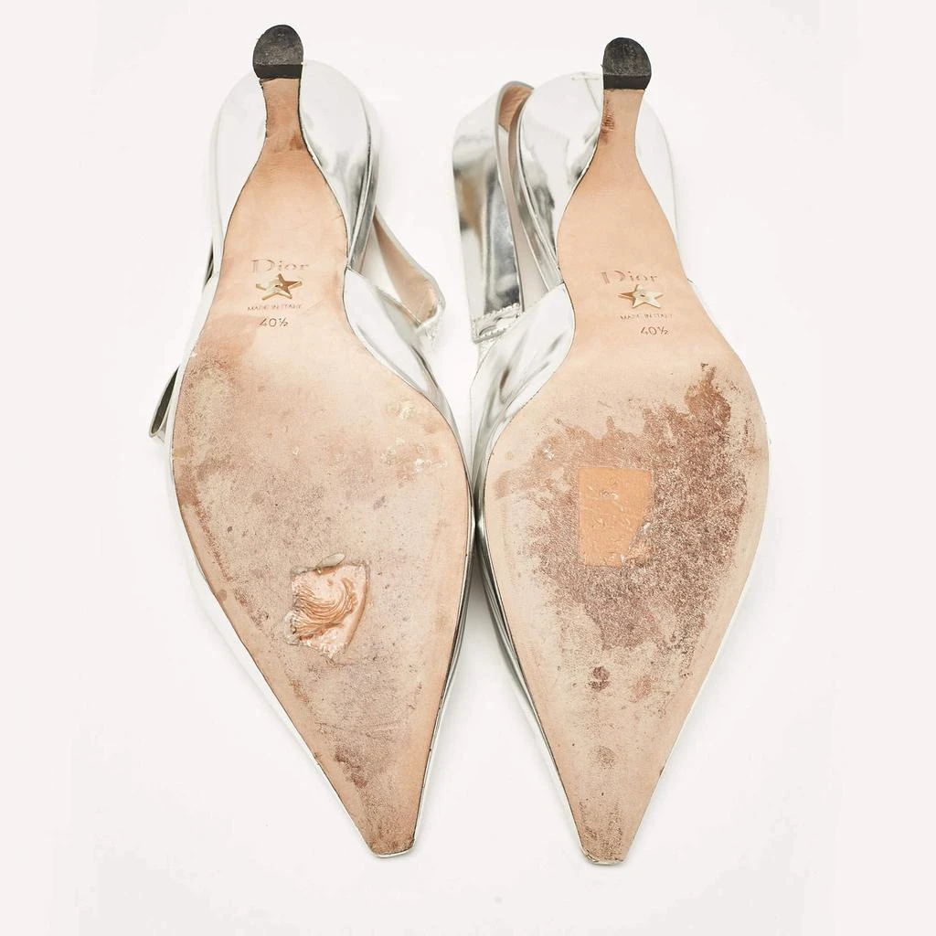 Dior Dior Silver Leather Sweet-D Slingback Pumps Size 40.5 6