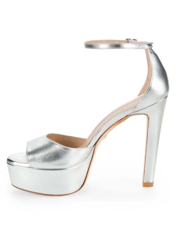Stuart Weitzman Disco Metallic Leather Platform Sandals 4