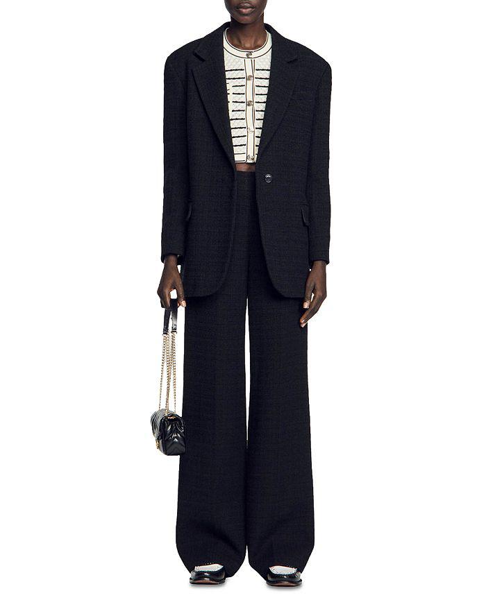 Sandro One Button Tweed Blazer