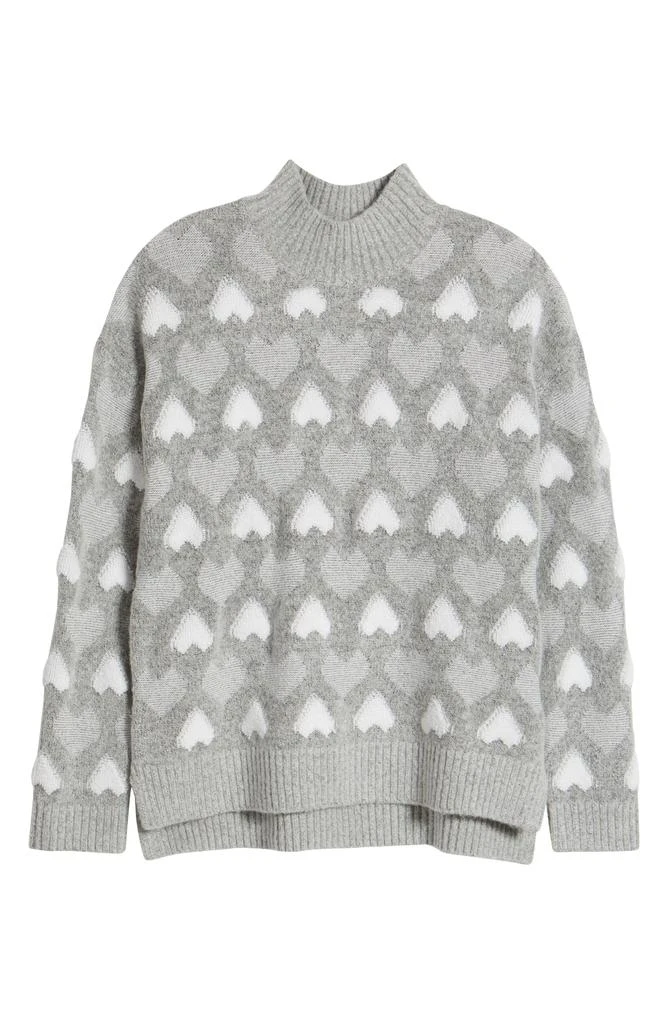 Bobeau Heart Jacquard Mock Neck Sweater 5