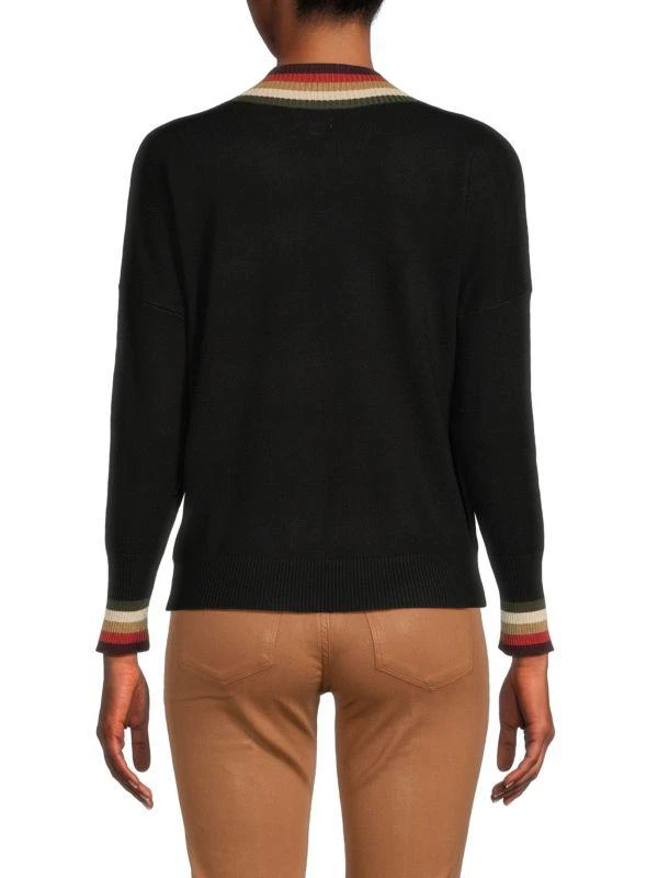 The Lynk Varsity Stripe Faux-Wrap Around Sweater 2