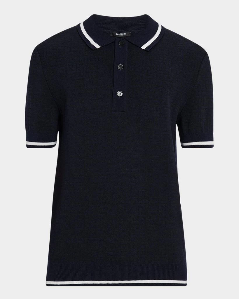 Balmain Men
s Monogram Knit Polo Shirt 1